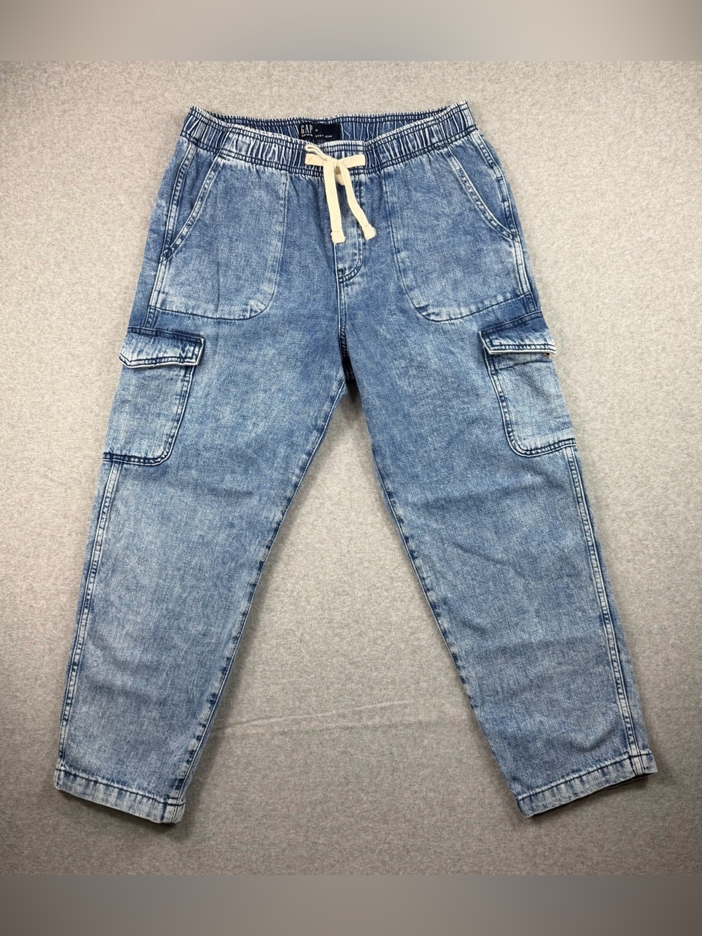 GAP Denim  Easy Jean Cargo Drawstring Jogger Elastic Waist Womens Size Medium